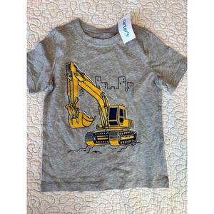 Carters Boys 5T Gray Short Sleeve Excavator Construction Vehicle Graphic Tee